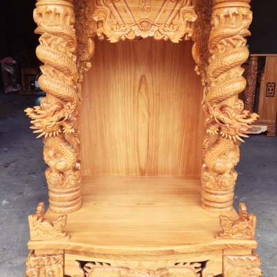 BÀN THỜ THẦN TÀI GÕ ĐỎ 60 RỒNG MAY