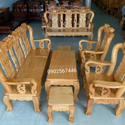 Salon Triện Đào Gõ Đỏ Tay 10