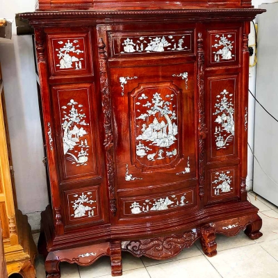 TỦ THỜ TRÀM BÔNG VÀNG 6 CHÂN